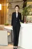 Traje traje mujer temperamento de moda entrevista funcionario vestimenta formal negro azul marino profesional ropa de trabajo de negocios senior