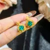 Para Green Cepillado Italiano Octogonal Rosa Corte Milenio Circonita Pulsera Colgante Pendientes Anillo Abierto Juego de Cuatro Piezas