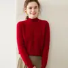 Nueva Camiseta Base de Punto de Cachemira Otoño/Invierno 2026 para Mujer, Manga Larga, Cuello Medio Alto, Corte Holgado, Top Cálido, Estilo Grueso para Vestir en Capas