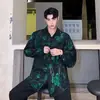 Camisa Longa Tendência de Marca de Luxo para Homem, Estação Primavera e Outono, Estilo Único de Celebridade da Internet, Camisa Cool Retrô de Manga Curta, Jaqueta para Boate para Homem