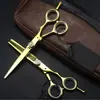 Tijeras de Peluquería con Tornillo de Piedra Preciosa Dorada con Forma de Mano, Tijeras Planas, Tijeras Entresacadoras, Tijeras de Entresacar 5.5 pulgadas 6.0 pulgadas