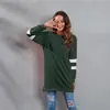 Nuevo Top de Algodón de Color Casual Holgado Talla Grande para Mujer, Cuello Redondo con Puntadas de Color Contrastante, Manga Larga, con Diseño de Cruz de Deseo Europeo y Americano, para Primavera y Verano