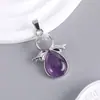 Colgante de Cristal de Piedra Natural Transfronterizo Europeo y Americano Alas de Ángel Collar con Colgante de Ángel Colgante Texturizado en Forma de Gota de Agua Venta al por Mayor