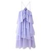 Aliexpress Ropa Transfronteriza Europea y Americana al por Mayor 2025 Principios de Primavera Nuevo Vestido Sexy Descubierto en la Espalda Decorado con Flores