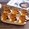 Juego de Té Kung Fu Doméstico de Vidrio Resistente al Calor, Taza Maestra Individual Transparente, Taza de Té Pequeña Gruesa con Asa, Exquisito