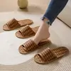 Pantuflas de lino con base de esterilla de ratán y bambú para hombre, transpirables y antideslizantes para todas las estaciones, uso en interiores en casa, pantuflas de esterilla de paja de bambú para pareja para el verano, de mujer