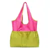 Bolsa Tote Grande de Lona con Múltiples Bolsillos y Cremallera Portátil Ligera Plegable Ecológica Bolsa de Compras Versátil para el Trayecto Bolso de Mano
