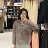 Jaqueta Quente de Lã Polar com Manga Longa para Primavera e Outono Feminino, Cardigan de Manga Longa, Casaco Casual com Gola Alta 439138