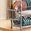 Escurridor de Platos para Cocina, Escurridor, Estante de Almacenamiento, Estante Doméstico para Encimera para Guardar Tazones, Platos, Palillos y Vajilla, Ahorrador de Espacio de Acero Inoxidable