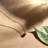 Colar Coração Vermelho Pequeno, Exquisita Corrente para Clavícula Coração Vermelho em Prata Esterlina S925, Joia de Prata Versátil e Elegante de Luxo Leve para Mulheres