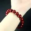Pulseira de Cinábrio Cru, Pulseira de Areia Dourada Roxa Natural, Alto Teor, Pulseira do Ano do Zodíaco, Contas Redondas Lisas Unissex, Contas Budistas