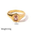 AliExpress Anel de Personalidade Retro Europeu e Americano Tendência da Moda Feminina Anel de Zircônia Joia de Aço Inoxidável Banhado a Ouro 18K