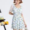 Traje de baño conservador para mujer 2025, vestido floral, estilo abanico de hadas, ajustado, que cubre el vientre, de una pieza, para vacaciones en la playa, para estudiantes, venta al por mayor