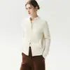 Colección Otoño 2026: Chaqueta de Cachemira Estilo Retro Old Money con Cuello Alto, Color Sólido, Versátil Capa Base de Punto para el Día a Día