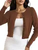 Nueva Chaqueta de Punto de Manga Larga de Color Sólido, Cardigan Versátil de Punto, Top Casual de Cuello Redondo de Botones