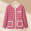 Ropa de invierno para madre Abrigo pequeño acolchado de algodón Terciopelo de cordero engrosado Ropa corta para mujer para personas de mediana edad y ancianos Abrigo acolchado de algodón con flores Abrigo acolchado de algodón Otoño e invierno