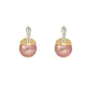Brincos Pingente Pérola Champagne Feminino Retrô Luxo Leve Temperamento Brincos de Tarraxa Cheios de Diamante Novo Estilo Coreano Joias de Orelha de Alto Padrão