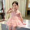 Vestido escolar estilo coreano para niñas, nuevo modelo de verano 2026, vestido de princesa de malla, ropa infantil de comercio exterior, moderno, una pieza, entrega