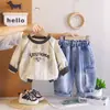 2026 Nova Roupa Infantil Masculina Bonita e Moderna Conjunto de Duas Peças Roupa de Outono para Bebê Roupas Infantis de Primavera e Outono Venda por Atacado Moderna