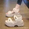 Sandalias de Suela Gruesa Nuevas 2026 para Mujer, Verano, Aumentadoras de Altura, Velcro, Plataforma, Versátiles, Moda Exterior, Zapatos de Playa