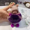 Lindo suave llavero de muñeca linda creativo accesorios de flor eterna de piel de conejo Rex colgante para bolsa de coche pequeño regalo al por mayor