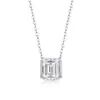 Collar de moissanita cuadrado de moda para comercio exterior transfronterizo, no se decolora, cadena versátil S925 de plata para mujer para el trabajo