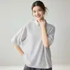 Estilo Otoño e Invierno Suave y Esponjoso Cachemir Puro Longitud Media Corte Relajado Manga Tres Cuartos para Mujer Holgado Cuello Alto Adelgazante Versátil Top