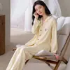 Pijama de algodón puro para mujer de Douyin, de manga larga y pantalón largo, moda de otoño, se puede usar en la calle, conjunto de dos piezas para casa, envío directo de una pieza