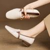 Mocasines Elegantes y Cómodos para el Trabajo Hechos de Piel de Oveja de Primera Capa con Bloques de Color, Colección Otoño 2025, Tacón Bajo Grueso, Punta Redonda, Piel Genuina, Zapatos de Corte Bajo Individuales para Mujer
