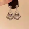 2025 Nuevo Estilo Pendientes de Borla con Forma de Abanico de Lujo Accesible para Mujer Estilo Étnico Retro Pendientes de Botón de Alta Gama