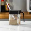 Juego de 3 tarros de vidrio para especias con cucharas y bandeja base. Organizador de condimentos para la cocina.