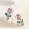 Pendientes de Estilo Nuevo Europeos y Americanos, Pendientes de Zirconia de Color de Alta Resistencia, Temperamento Personalizado, Pendientes Dulces de Flor Tridimensional