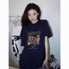 Camiseta de Manga Corta Estilo Retro Americano para Mujer, Top Chic de Verano a la Moda Estilo Ins, Corte Holgado Adelgazante de Media Manga