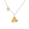 Elegante y Moderno Collar para Mujer con Forma de Corazón y Flor Incrustada de Circonita Chapado en Oro de 18 Quilates Cadena para Clavícula Regalo para el Día de la Madre Joyería