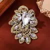 Broche Grande de Flor y Hoja de Cristal Estilo Exagerado Europeo y Americano Broche de Flor Grande de Cristal para Mujer Ropa de Traje Chaqueta Abrigo Accesorios Retro Elegantes de Gama Alta