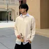 Cuello de camisa retro estilo americano, suéter de dos piezas falso, suéter de punto casual y elegante para hombre para otoño e invierno