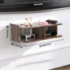 Conjunto de Gabinete de TV de Madeira Maciça Suporte de Parede sem Furos para Decodificador Decoração de Parede para Sala de Estar Quarto Caixa de Armazenamento para Roteador