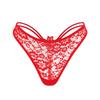 Ropa interior de mujer europea y americana flor roja de Navidad encaje hueco fina de cintura baja ropa interior transfronteriza venta directa de fábrica para mujer
