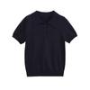 Camisa Tricotada Fina de Manga Curta Amarela com Gola Polo Casual Verão Mulheres 2025 Estilo Europeu e Americano Camiseta Casual