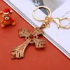 Llavero de Cruz de Perlas con Cuerda Trenzada para Coche, Colgante con Anilla de Metal para Hombres y Mujeres, Regalo Creativo Transfronterizo