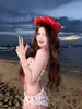 Biquíni de Duas Peças Tubinho 2026 Estilo Menina Cereja Puro e Fofo para Mulheres, Roupa de Banho Quente Sexy Doce para Fonte Termal