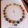 Conjunto de colar e pulseira de cristal oval com design vintage, joias versáteis e que se destacam, para moda transfronteiriça