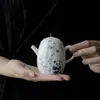Tetera Panda Pintada a Mano Qingji Cerámica Kung Fu Juego de Té Hogareño Azul y Blanco Tetera Individual con Filtro de Agujero de Bola