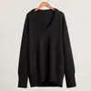 Suéter con cuello en V Transfronterizo para Mujer Otoño e Invierno 2025 Europeo y Americano Color Sólido Suéter Pulóver Versátil Amazon Suéter de Punto Holgado