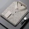 Camisa polo estampada de manga larga transfronteriza para hombre, adecuada para personas de mediana edad, estilo business casual, versátil, a la moda, moderna, camiseta básica con cuello de solapa