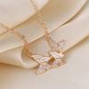 Collar de Mariposa con Diamantes Brillantes Estilo Nuevo Lujo Ligero para Mujer en TikTok, Cadena Versátil para Clavícula de Moda Estilo Fresco y Bosque