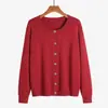 Nuevo cárdigan de punto de manga larga con cuello redondo para otoño e invierno, estilo coreano, elegante y versátil, chaqueta de moda de color liso, corte holgado casual