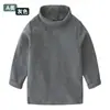 Nova Roupa Infantil Outono e Inverno 2026 Meninas Gola Alta Média Camiseta Básica Top para Bebê Algodão Puro Gola Alta Camiseta de Manga Longa Infantil