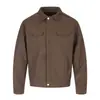 Chaqueta de solapa para ropa de trabajo para hombre, marca europea y americana de moda, color liso texturizado, chaqueta de béisbol tipo piloto informal de corte holgado