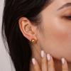 Pendientes redondos en forma de C Oumika con bolitas de acero fino y alta textura, dos formas de llevar, estilo exagerado europeo y americano, venta al por mayor
